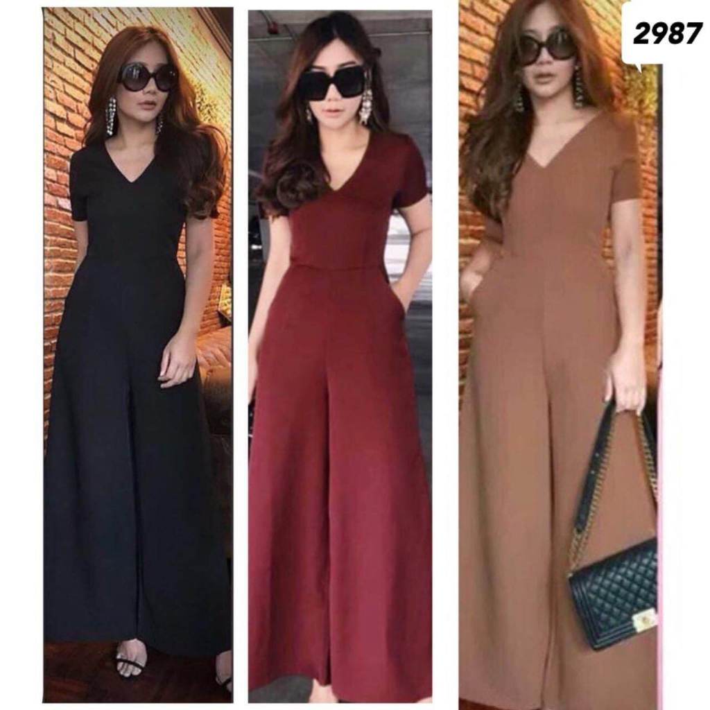 Thick scuba plain jumpsuit_Stylish_Koreanlook jumpsuit woman korean style