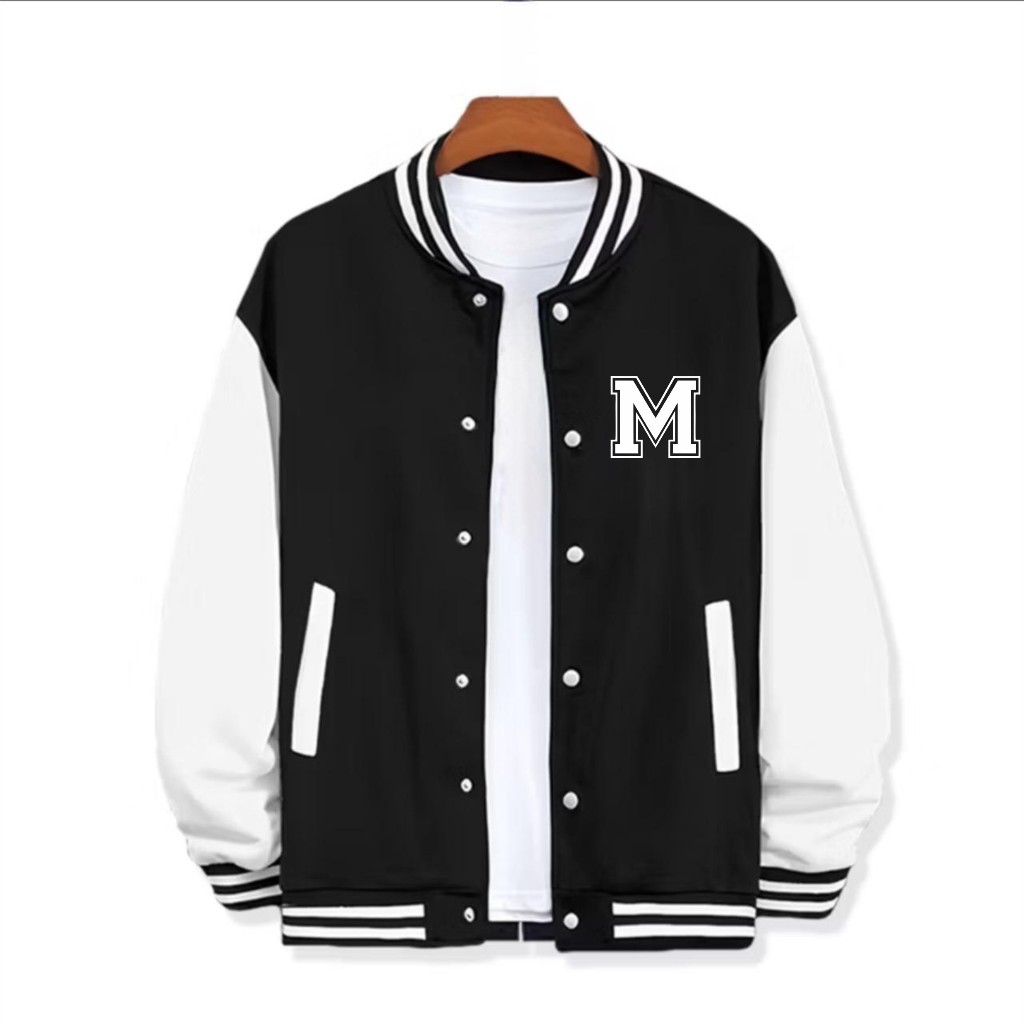 - Unisex Varsity Baseball Jacket Initial Jacket FONT M Cool Fashion