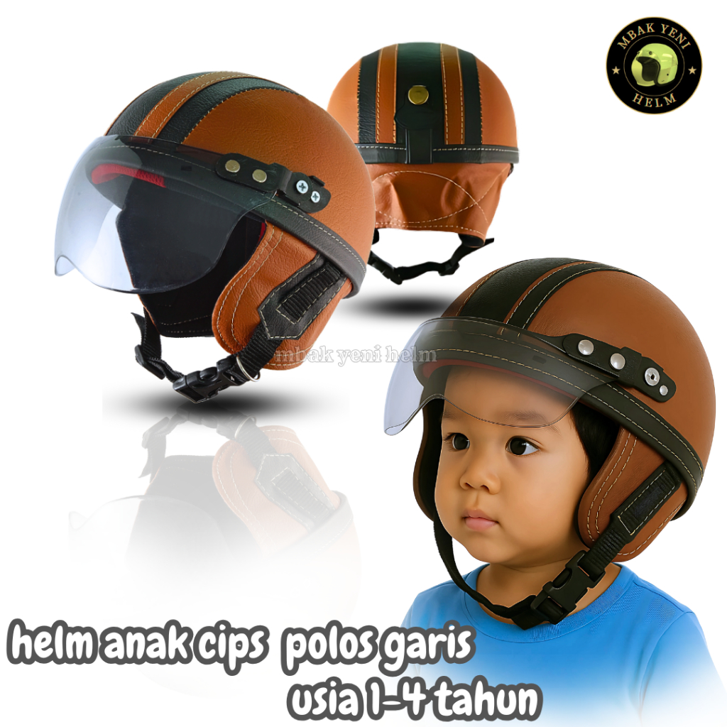 RETRO CHILDREN'S HELMET PLAIN CHIP LINE 1 2 3 4 YEARS PREMIUM JUNIOR LEATHER RIBEN GLASS