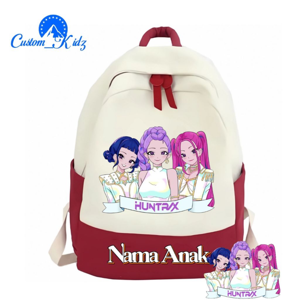 (FREE NAME) HUNTRIX KPOP DEMON HUNTERS CHARACTER CHILDREN'S SCHOOL BAG