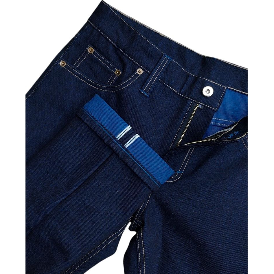 RAW Denim, indigo x welf blue 15oz selvedge accent denim pants - BlueCore slimstright