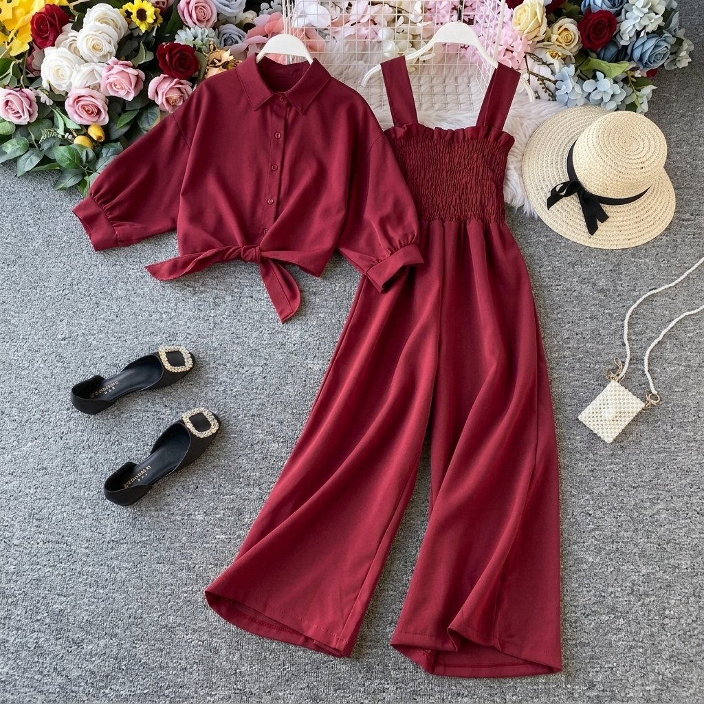 Ceril Jumpsuit Set Comfortable Crinkle AirflowWanita Sizes S to Jumbo