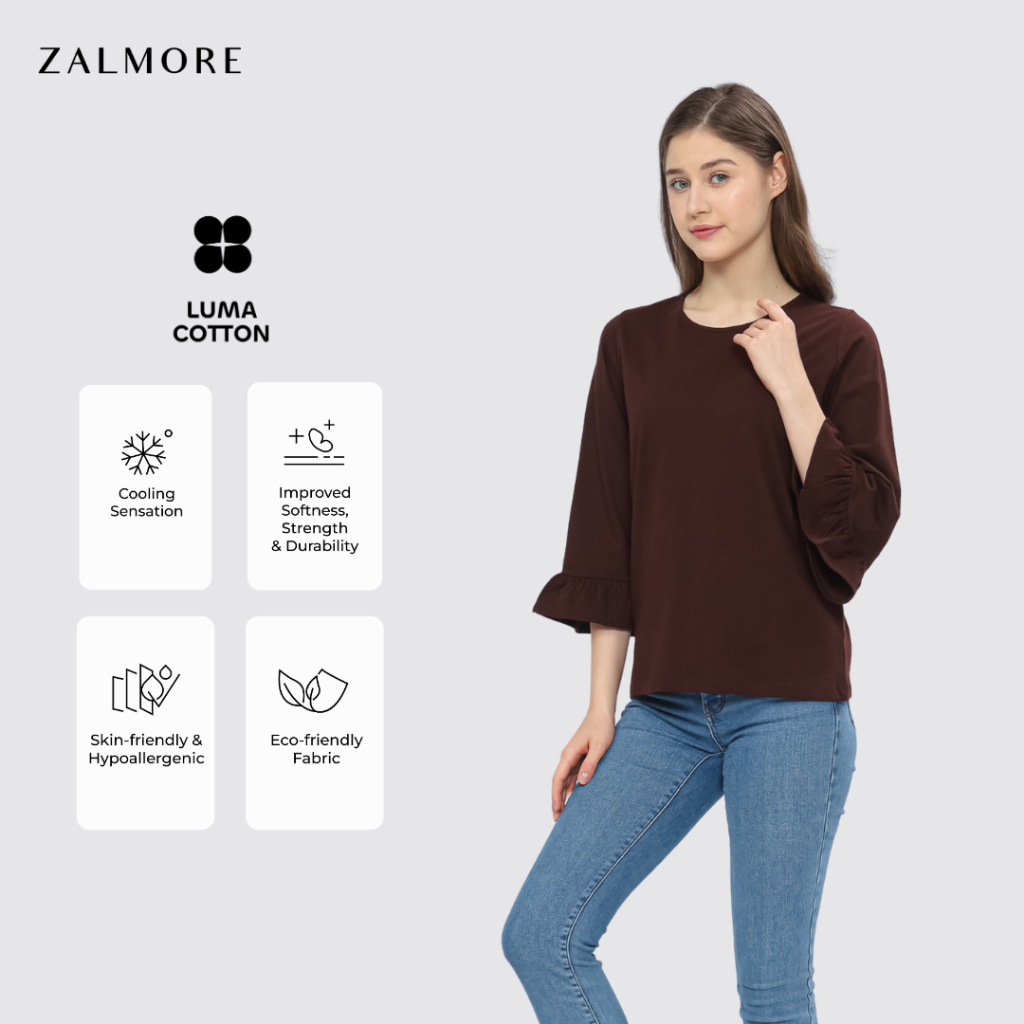 Premium LUMA Cotton Ruffle Sleeve Top - Soft, Light Women's Top Anti-TransparentSEJUK