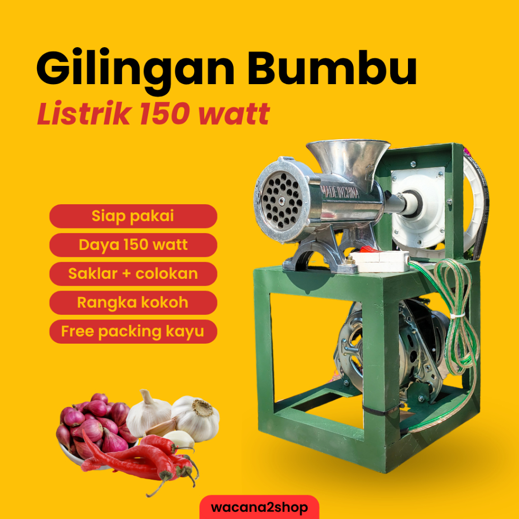 MESIN Ready-to-Use Mini Spice Grinder Full Set No. 12 Dynamo 150 Watt Kitchen Spice Grinder for Onions, Chilies, Nuts, Meat, Getuk