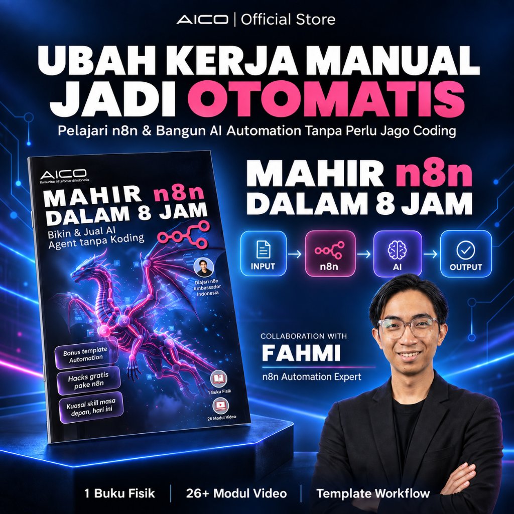 AICO X Fahmi - Advanced Book n8n Automation AI Agent Without Coding - 24-Hour Automatic Work Solution - Business & Operational Efficiency Strategy - Physical Book Package + 26 HD Tutorial Videos