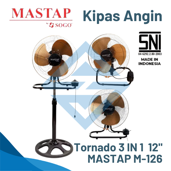 MASTAP M-126 Tornado 3 in 1 Fan – Multifunction, Strong Wind and Energy Saving Stand Fan Table Fan Wall Fan