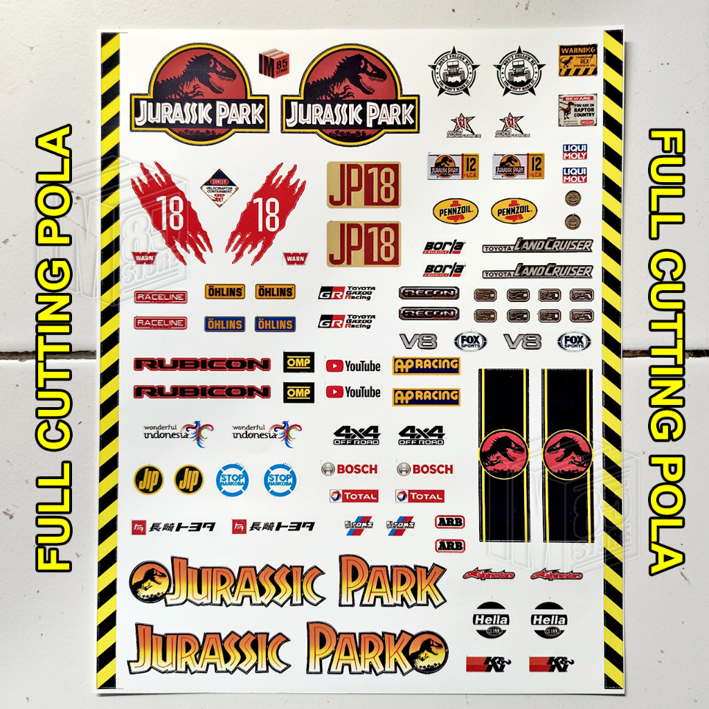 RC Offroad Decal Stickers 1/ 12 and 1/16 Jurassic Park (Full Cutting Pattern) RC Car