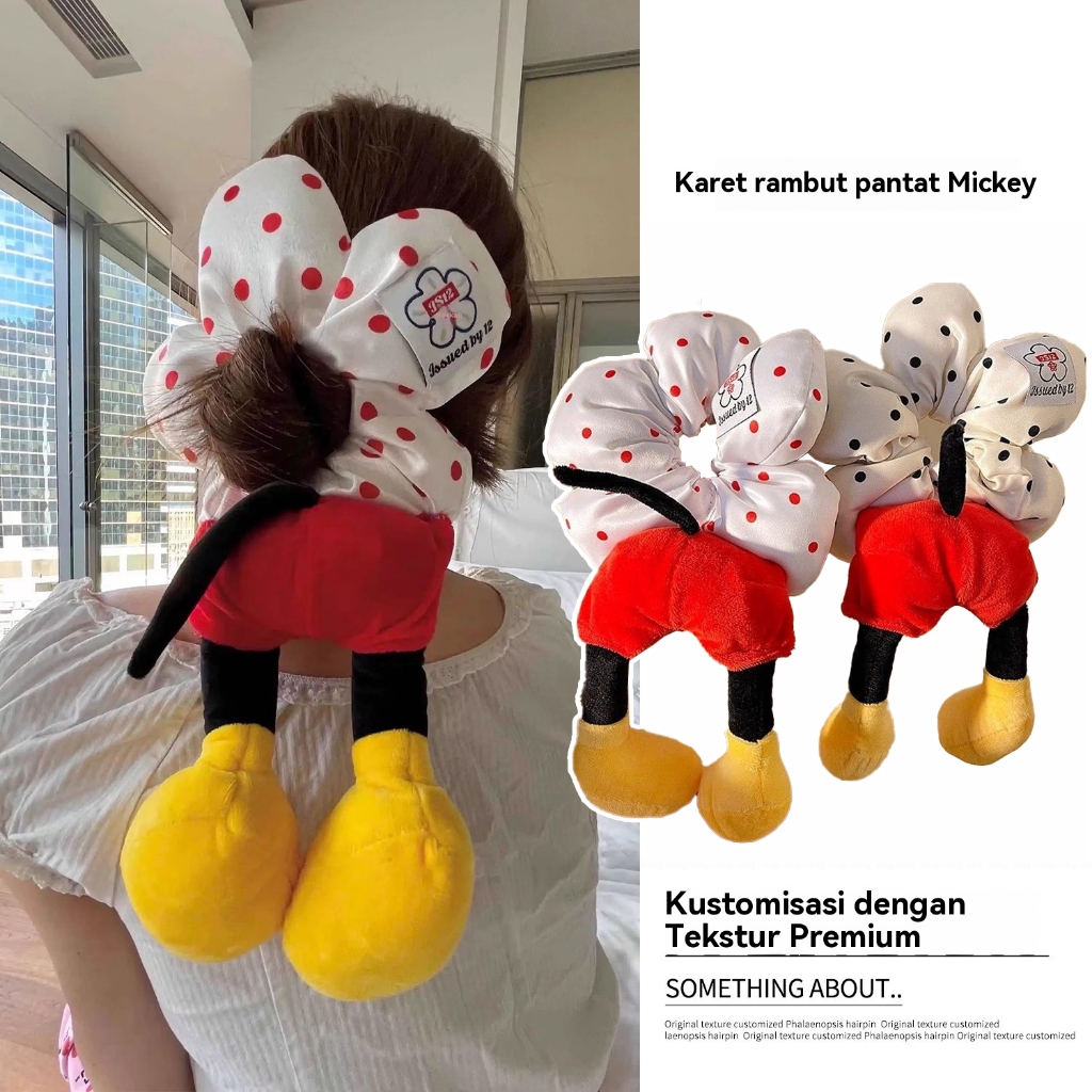 Jumbo Mickey Hair Rope for Photos & Everyday. Adorable Flower & Dots Motifs. Perfect Match for Parties, Schools, or Casual Hanging Out! Hair Tie Scrunchie