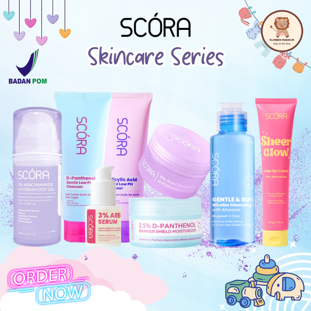 Scora Moisturizer Gel 5% Niacinamide D-Panthenol Barrier Shield Moist Facial Cleanser Skincare Set