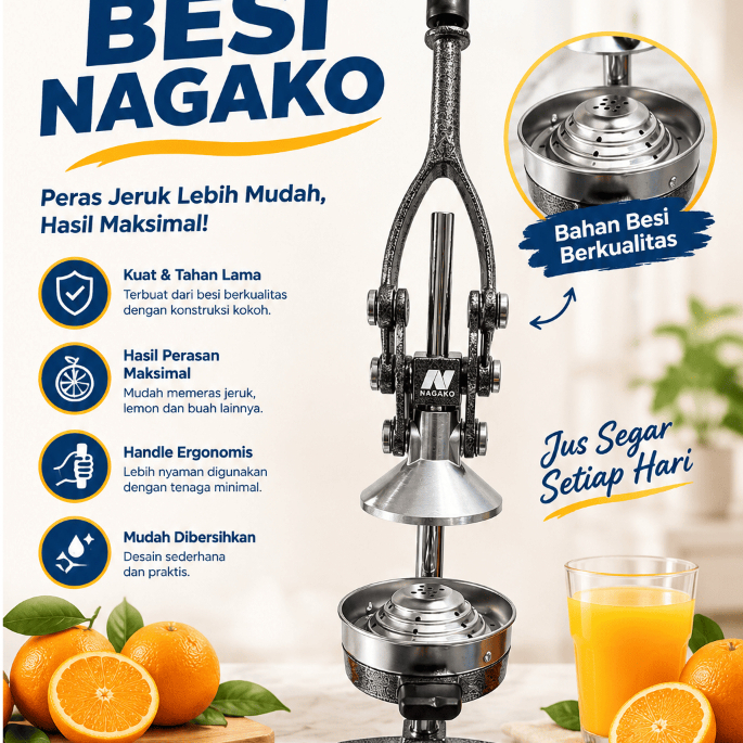MESIN NAGAKO Orange Juicer Machine Made of Quality Iron with Ergonomic Handle for Fresh Juice