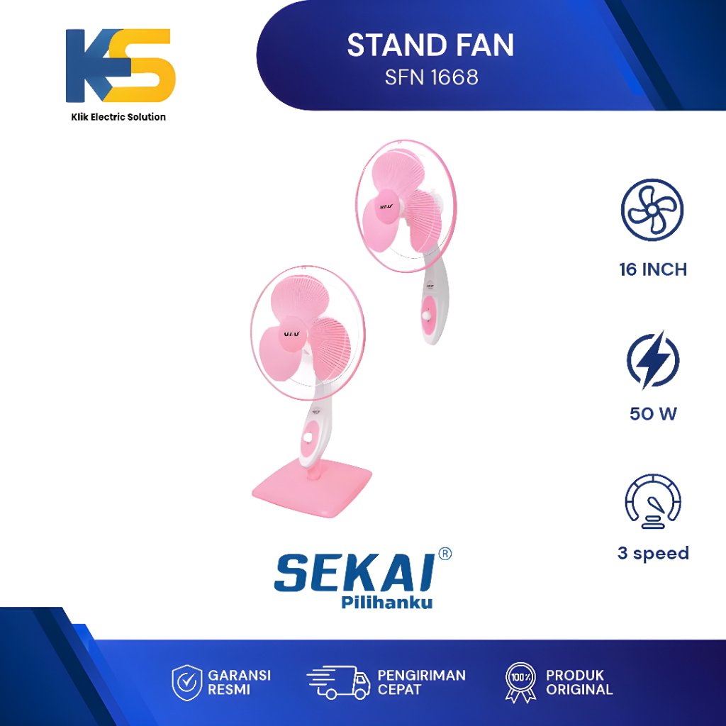 SEKAI STAND FAN SFN-1668 STANDING FAN TABLE FAN WALL FAN 3IN1 16 INCH POWER 50 WATT 3 SPEED Original OFFICIAL WARRANTY