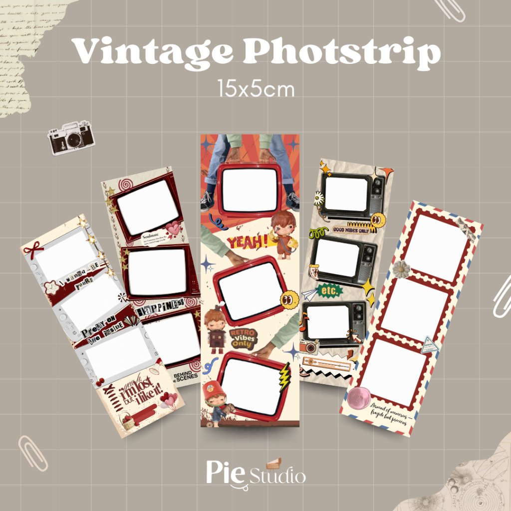 Vintage Theme - PRINT PHOTOSTRIP 15x5cm PREMIUM photo paper ONE DAY ANNIVERSARY - photostrip - cute photostrip - couple photo - momen photo - aesthetic photo - Silky photo paper