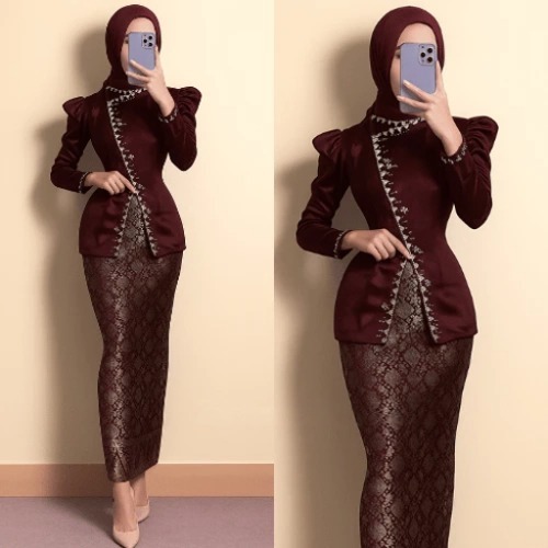 Inara Oneset Songket Skirt Set Baju Kurung Graduation Wedding Dress Women's Set Bridesmaid Top