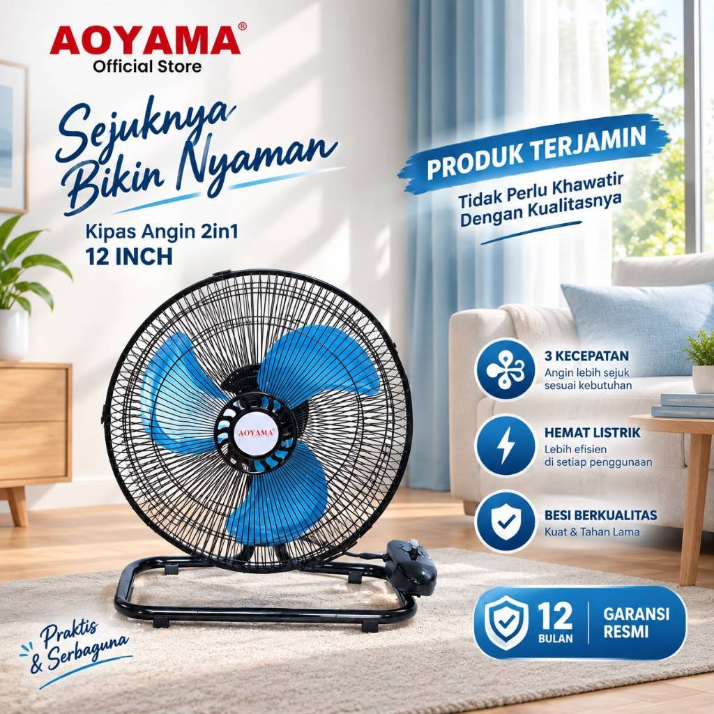 AOYAMA IRON FAN TORNADO FAN/ IRON FAN/ 12 MONTHS WARRANTY/ AOYAMA IRON FAN/ FAN/ STANDING FAN/ CAN BE SITTED OR TABLE AOYAMA FAN/