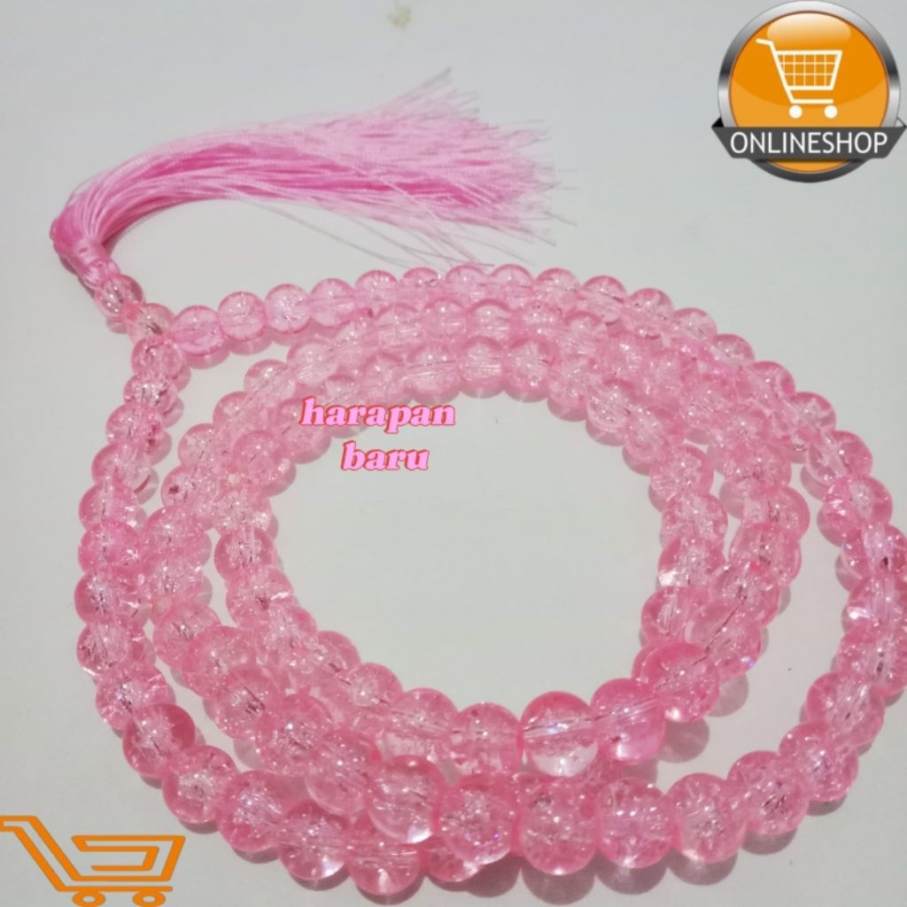 1000 BROKEN TASBIH PINK ROSE COLOR 8 MM 99 PIECES