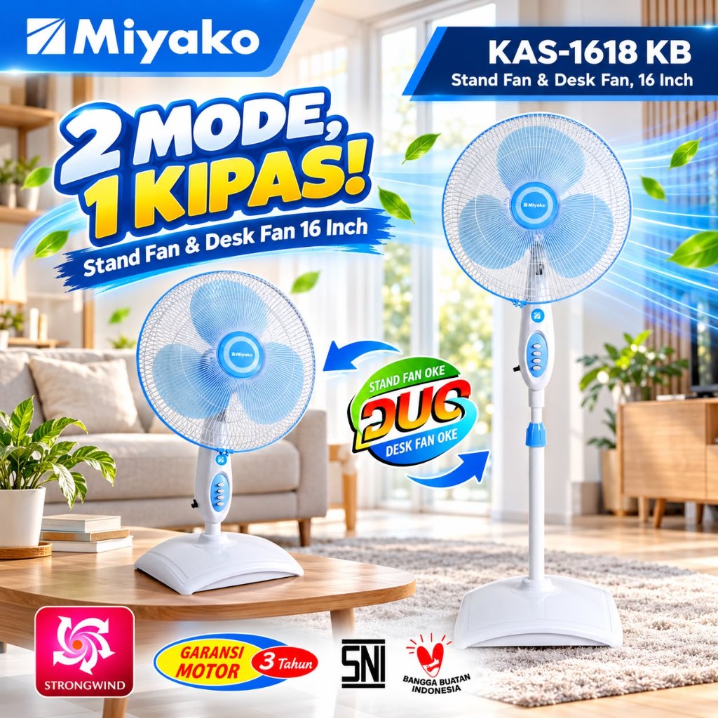 Miyako KAS-1618 KB Table Fan & 16 Inch Stand Fan 2 Modes 1 Fan