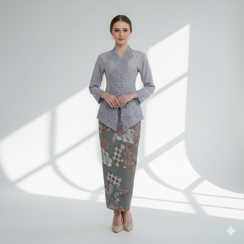 Monika's Matching Grey Encim Kebaya 672