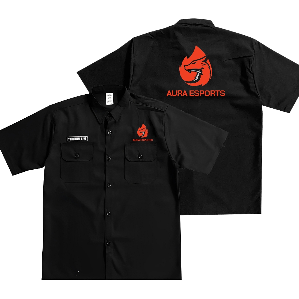 KEMEJA Workshirt AURA ESPORT TEAM ENTHUSIAST FANS Merchandise Community Club Unisex Short Sleeve Shirt by - LKMTV