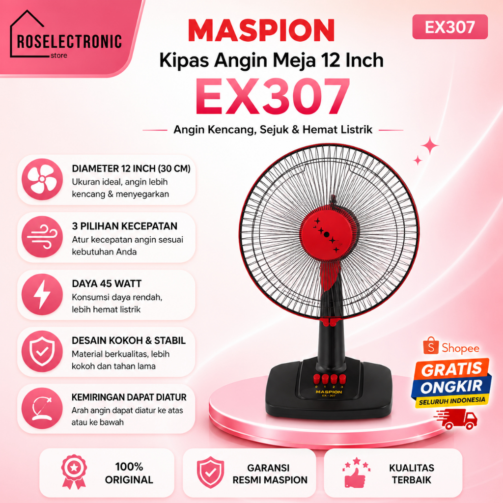 MASPION FAN EX 307 TABLE FAN/EX307/EX-307/EX 307/MASPION FAN 12INCH