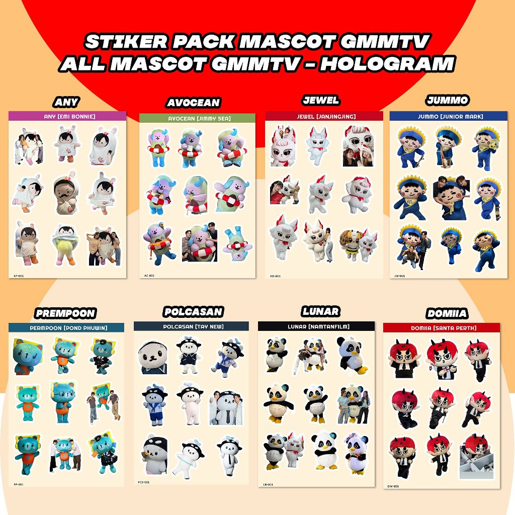 STICKER ALL MASCOT GMMTV PACK POLCASAN STICKER MASCOT THAILAND I BL THAILAND I PERMPOON | GMMTV POND NARAVIT PHUWIN JOONG ARCHEN I FOURTH GEMINI NORAWIT DUNK I PHOTOCARD OHM PAWAT GMMTV I PHOTOCARD GMMTV I PC GMMTV I MERCH NANON KORAPAT MASCOT GMMTV