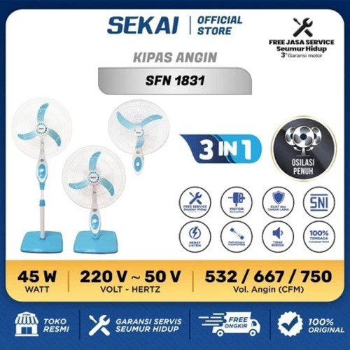 SEKAI Standing Fan Wall Fan/ 3 in 1 18 Inch Table Fan/ - SFN 1831