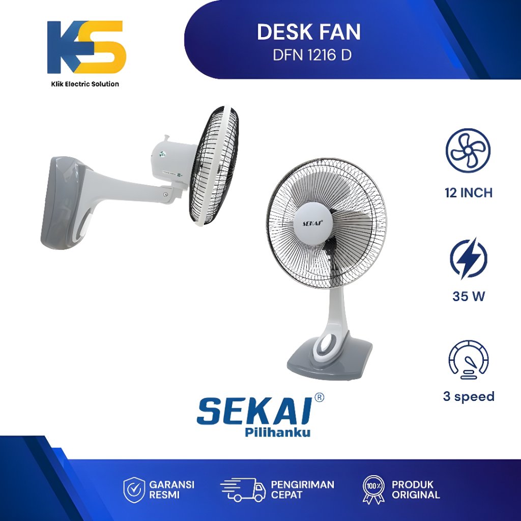 SEKAI WALL FAN & DESK FAN DFN-1216 D 2IN1 12 INCH WALL & TABLE FAN 35 WATT POWER 3 SPEED Original OFFICIAL WARRANTY