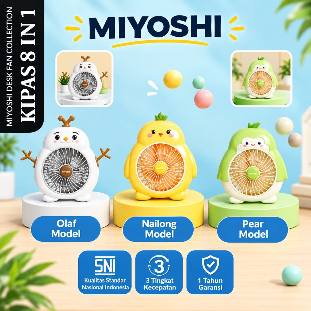 HYPERLITE Character Fan Mini Fan DNA Miyoshi Character Electric Electric Table Fan Cute Capybara Panda Deer Character Fan