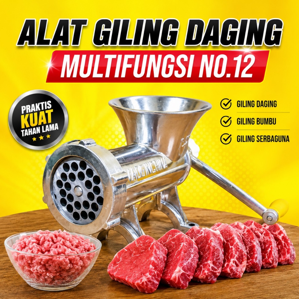 MESIN Meat Grinder No.12 Multifunction Meat Grinder Nut Spice Grinding Machine Gethuk Multipurpose Pellet Meat Mincer