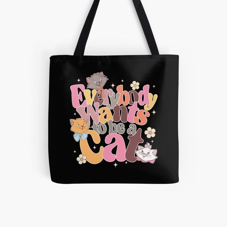 Aristocat cat retro movie child flims comedy cartoon vintage 90s funny cute classic Tote Bag Black