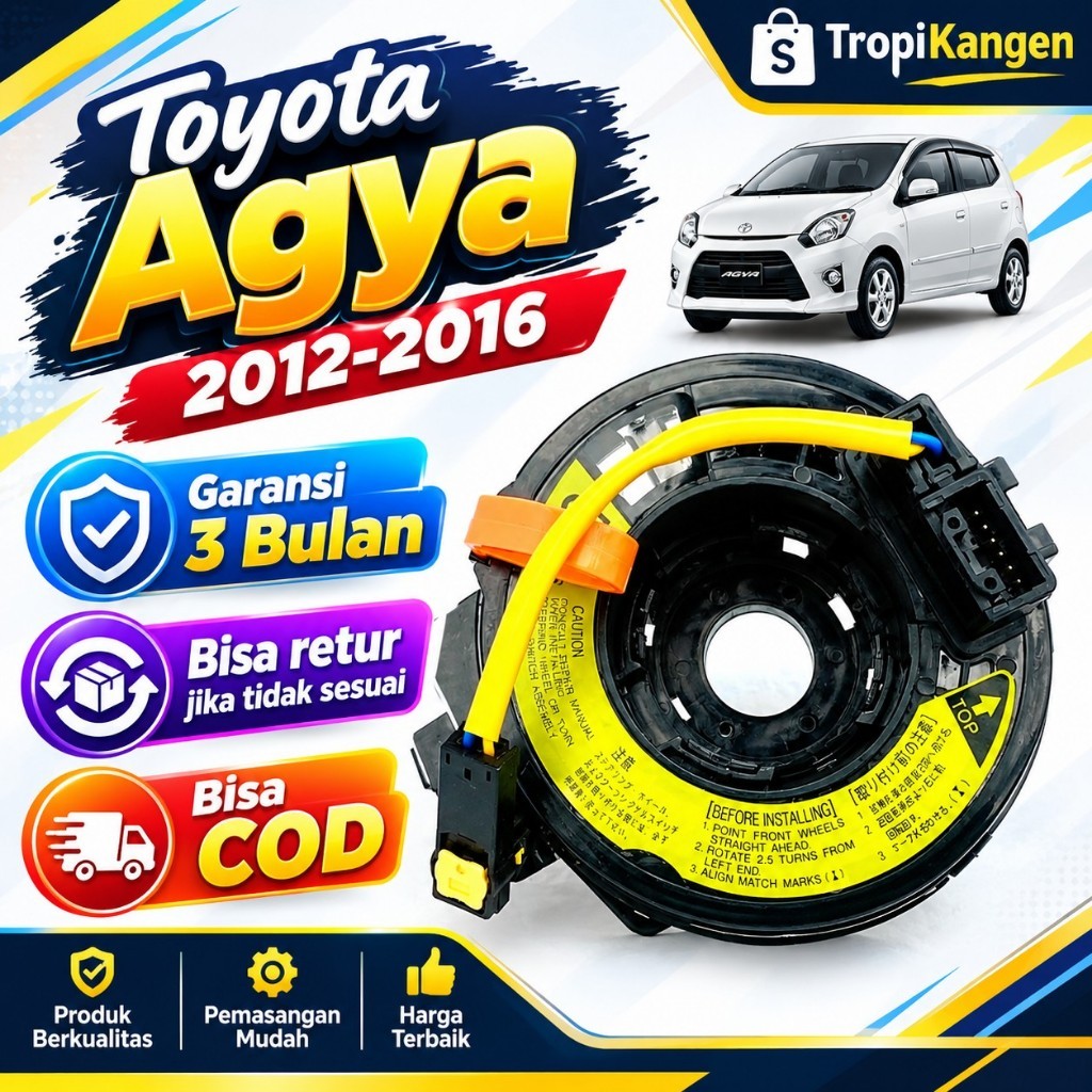 Toyota Agya Airbag Horn Spiral Cable 2012 2013 2014 2015 2016 Horn Kereta