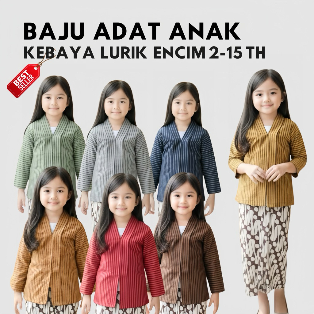 ENCIM MODEL LURIK KEBAYA, JAVANESE TRADITIONAL CLOTHES, TRADITIONAL SUITS FOR GIRLS