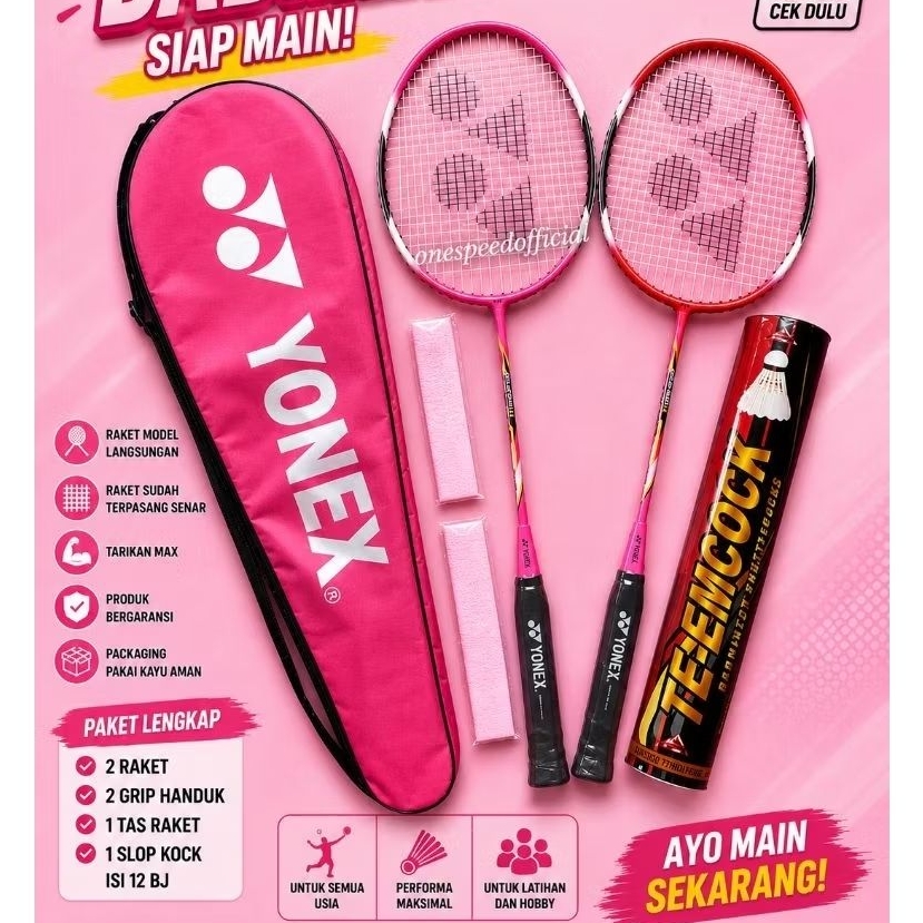 PINK COLOR VARIANTS BADMINTON RACKET COMPLETE PACKAGE ALREADY FREE WOODEN PACKING Direct Model Racket + Bag + Handgrip + Shuttlecock