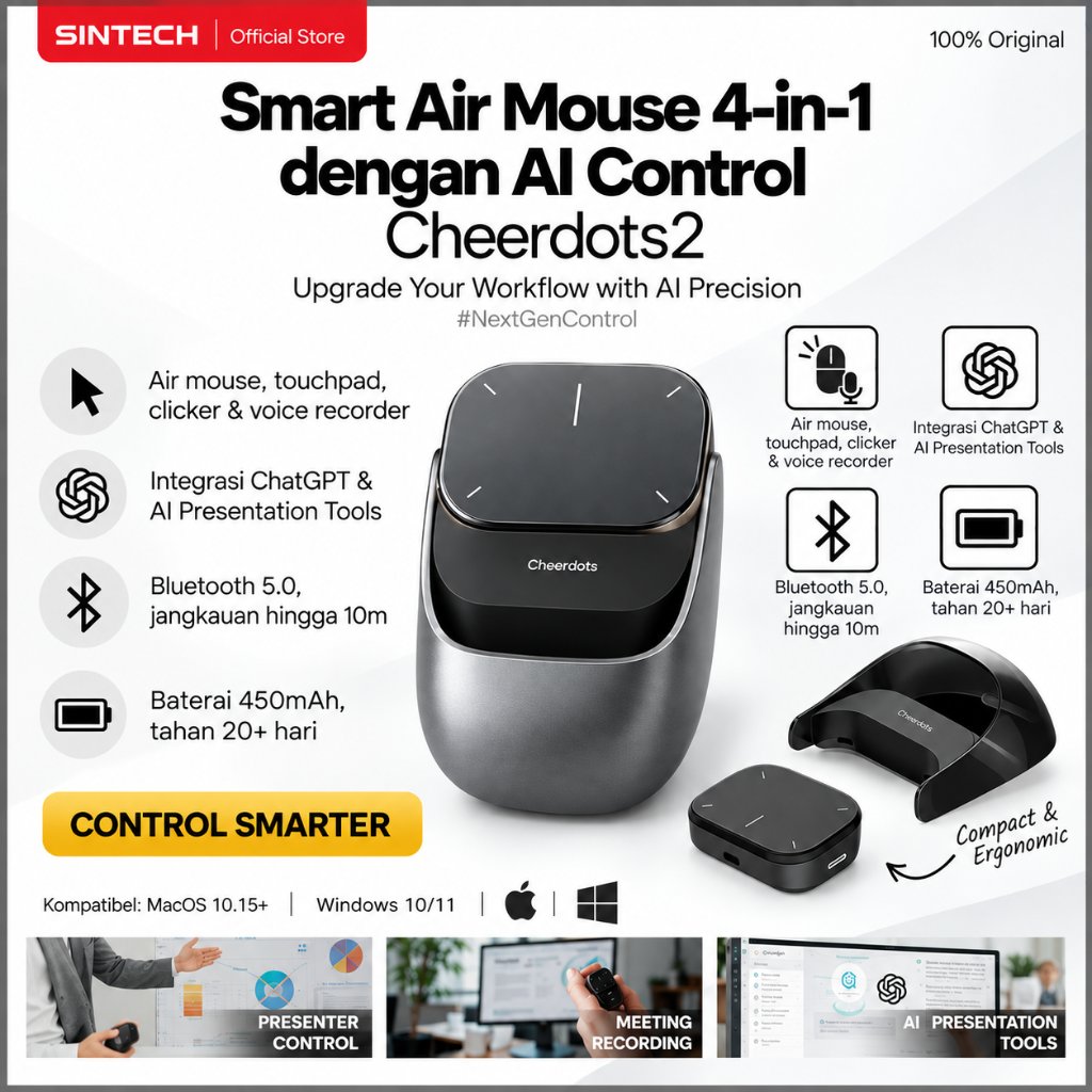SINTECHSTORE Cheerdots2 Smart Air AI Wireless Presentation Mouse ChatGPT