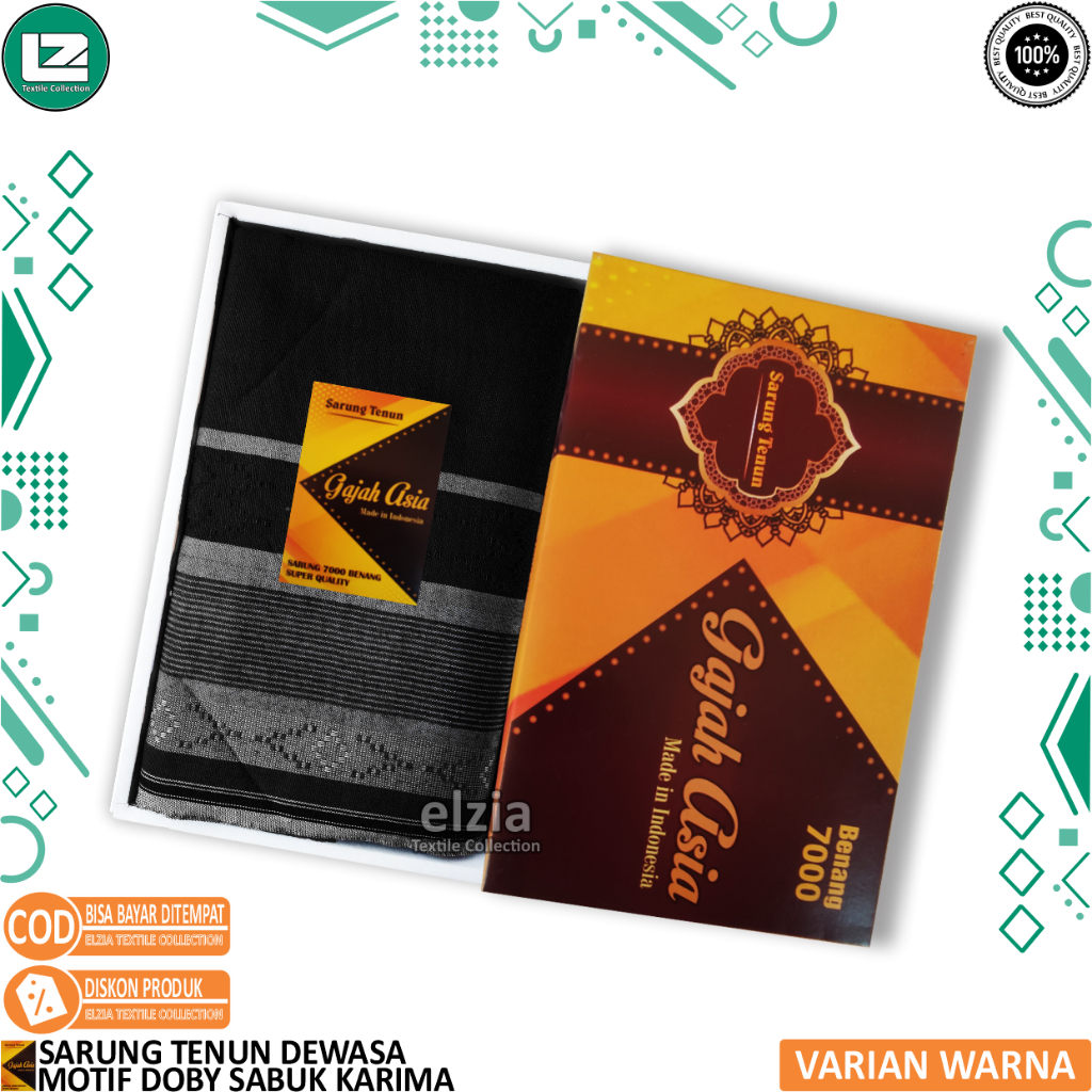 KATUN Adult Woven Sarong with Karima Songket Belt Motif, Teteron Cotton Material