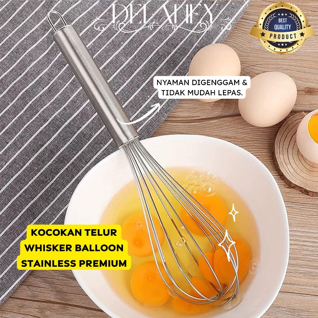 Delaney Premium Stainless Steel Balloon Whisker Egg Beater - Practical Dough Beater & M…