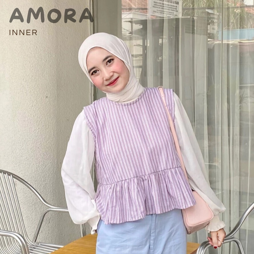 KATUN Inner Salur Blouse Sleeveless Top Ruffle Premium Cotton with Elegant and Comfortable Design - Amora