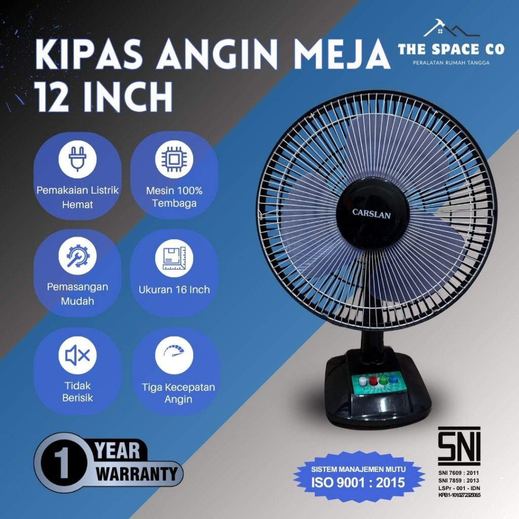 12 Inch Desk Fan, Energy Saving, Guaranteed Table Fan Kipas Meja Kipas Angin Meja Kipas Angin