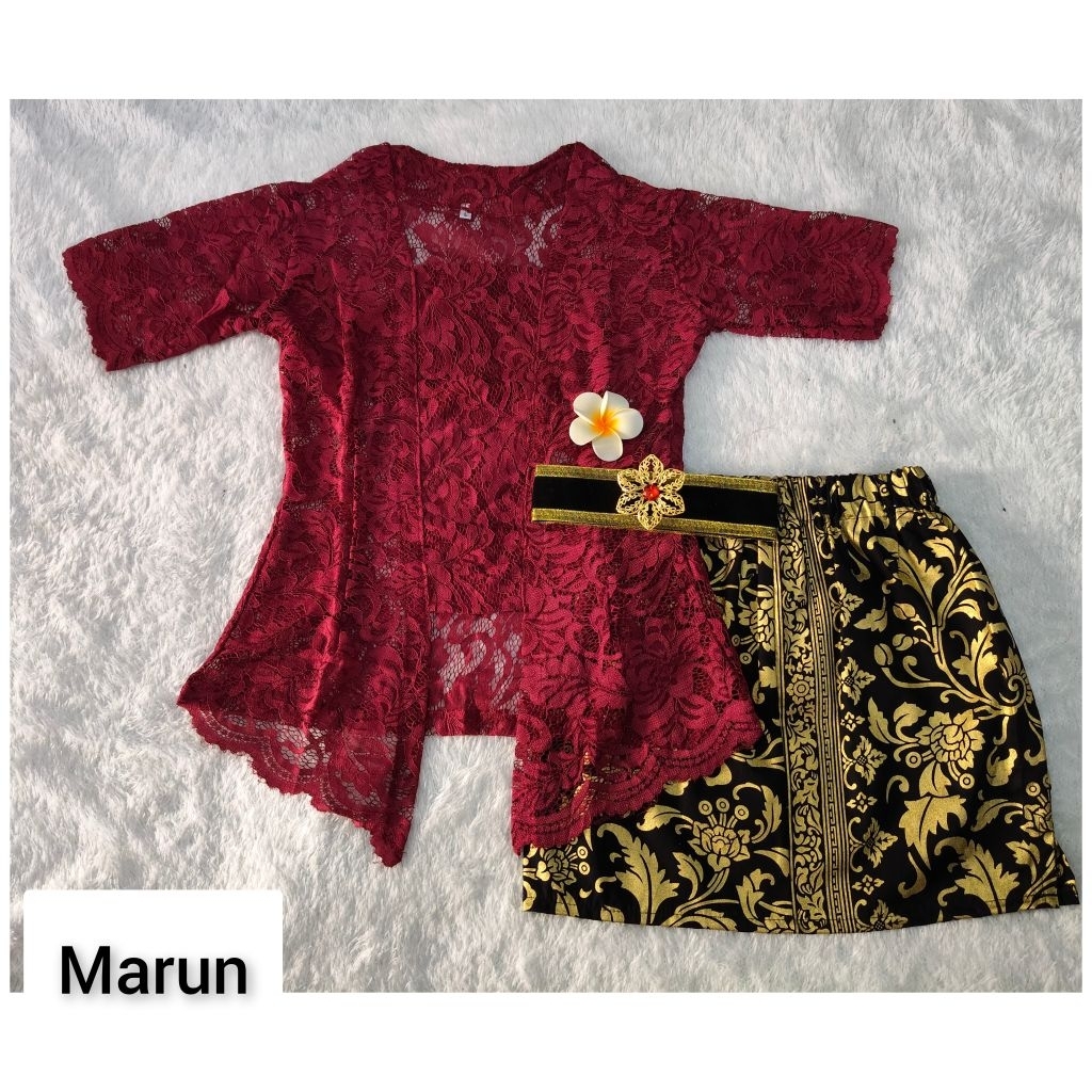 Sofia short kebaya set with gold lily mini skirt and modern kebaya obi