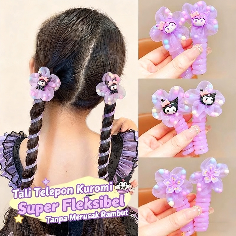 Kuromi Spiral Hair Bands, for Sweet and Comfortable Children's School Braids Hair Tie