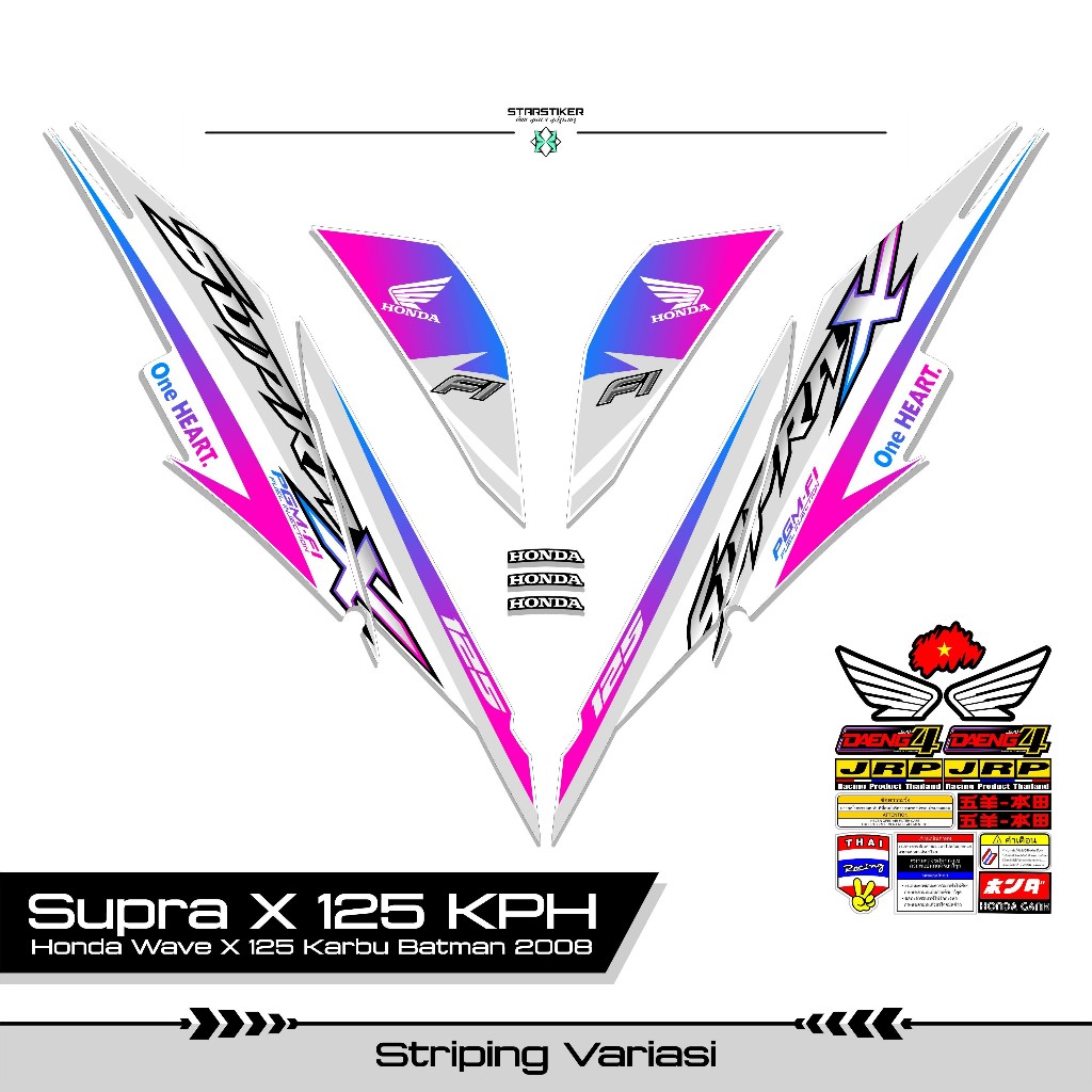 HONDA SUPRA X 125 FI NEW X140 STRIPING STICKER VARIATION WAVE 125 NEW 2014 2015 2016 2017 2018