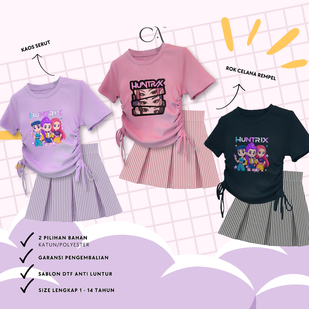 Huntrix Women's Striped Crop Top and Skirt Set Ages 1-14 Years Part 1