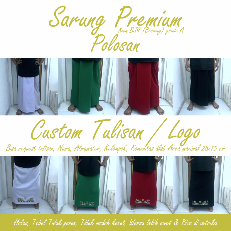 PREMIUM Men's and Children's Sarong Adult Sarong motif/ POLOS can be CUSTOMIZED WITH WRITING LOGO/ muslim men's clothing