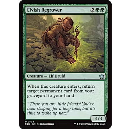 MTG Magic The Gathering Foundations: Elvish Regrower U 0104 FDN