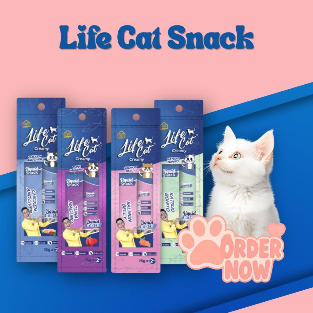 Life Cat Creamy Snack 30g Taurine Omega 3 6 Adult & Kitten 2 Flavors Cat Treats