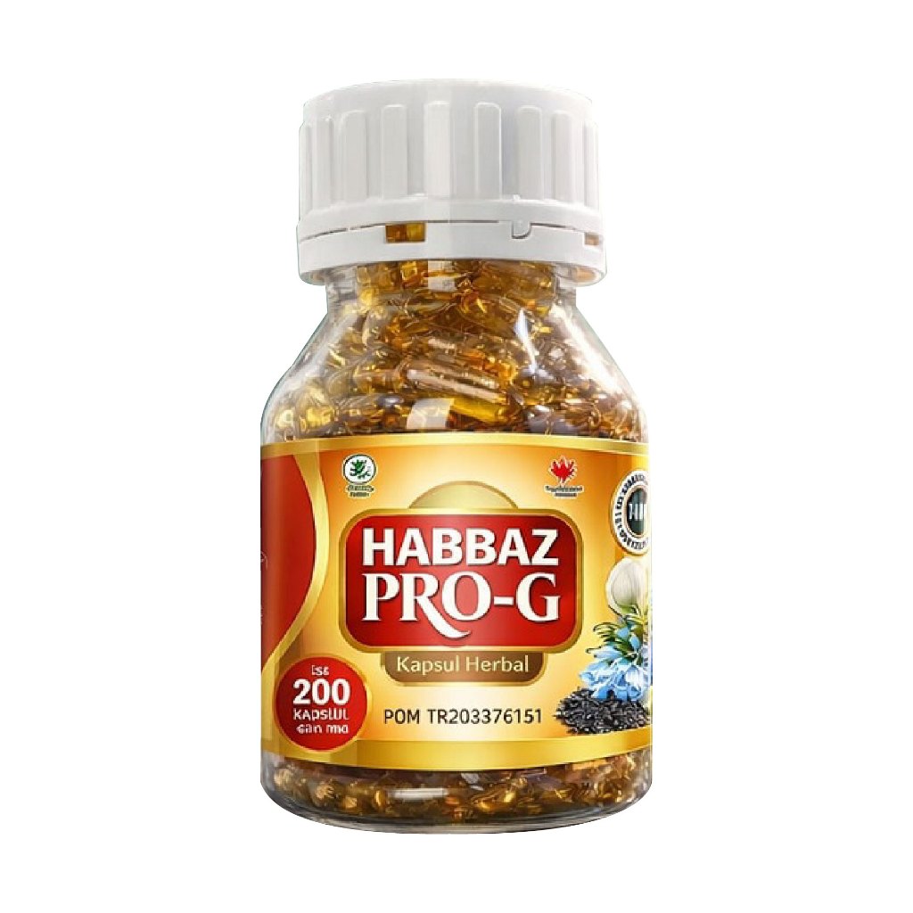 Habbaz Pro G Trigona 4in1 Habbatussauda, Garlic, Propolis, Olive Oil 200 Capsules