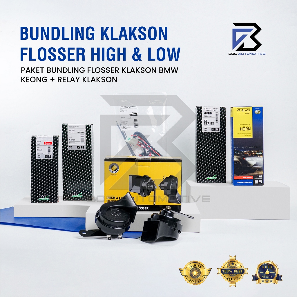 FLOSSER (FER) Car and Motorcycle Snail Horn Germanbmw with 12v Horn Relay Cable Set horn kereta