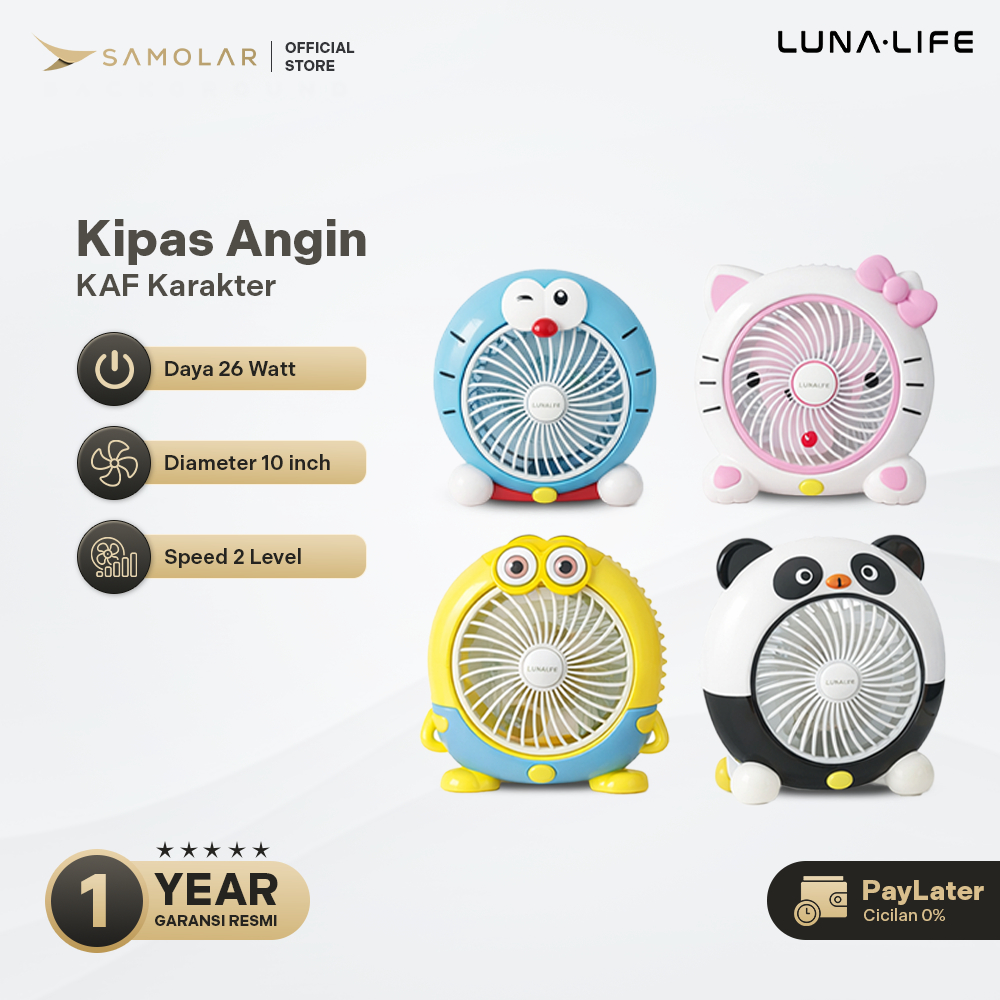 LUNALIFE 10 Inch Character Fan Portable Electric Table Fan Desk Fan Strong Wind Blows