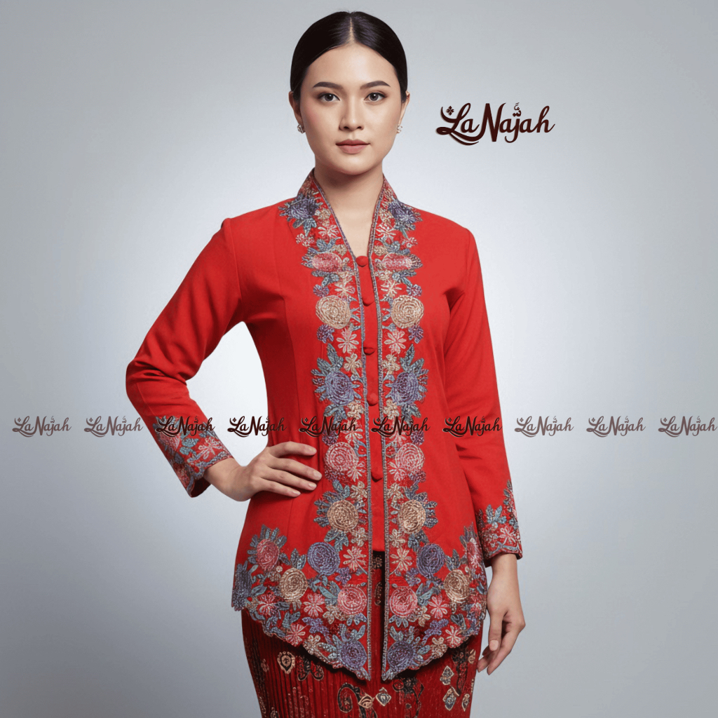 LaNajah-Modern Embroidered Encim Kebaya Long Sleeves Traditional Clothing of the Charm of the Archipelago Graduation Kebaya