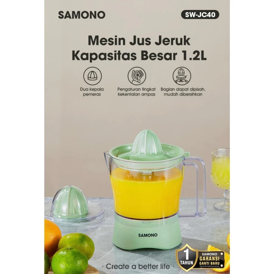 MESIN Samono SW-JC40 Electric Orange Juicer 1.2L 40W | Two-Way Rotating Electric Juicer | BPA Free Automatic Orange Squeezer