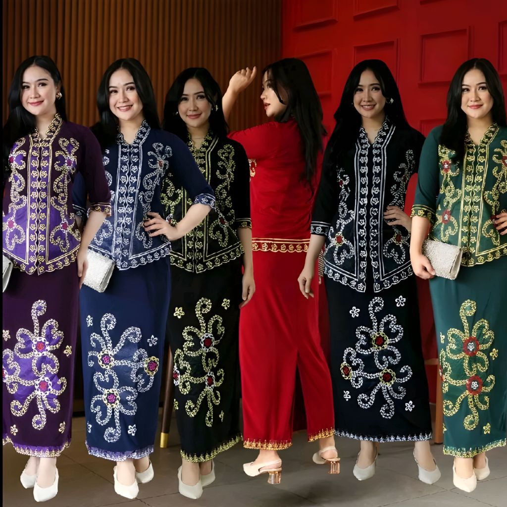 Dayak Kebaya with Congklak Embroidery, Borneo Chewy Suit - viral Kebaya - Embroidered Kebaya - Graduation Kebaya - stretch Kebaya - Beautiful and Luxurious Kebaya - Premium Kebaya Set